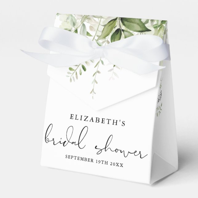Floral Greenery Script Bridal Shower Favour Box (Front Side)