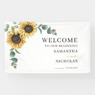 Floral Greenery Sunflower Botanical Wedding Banner