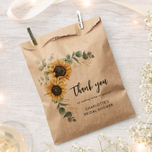 Floral Greenery Sunflower Script Bridal Shower Favour Bags