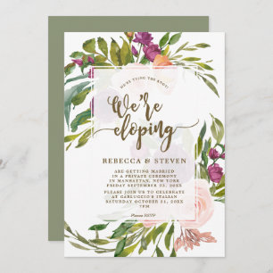 floral greenery tying the knot eloping invitation