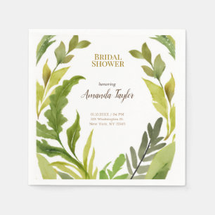 Floral Greenery Watercolor Elegant Bridal Shower Napkin