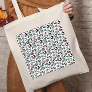 Floral Greenery Watercolor Seamless Pattern Tote Bag