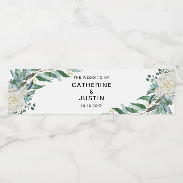 Floral Greenery Wedding Event All Text Editable Water Bottle Label (Single Label)