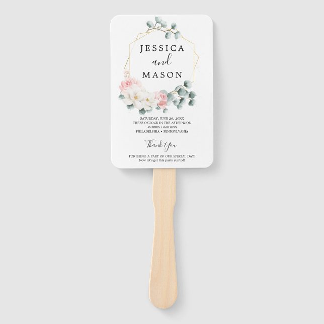 Floral Greenery Wedding Fan Program (Front)