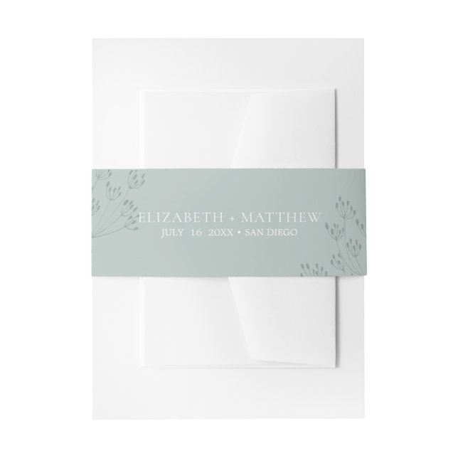 Floral Greenery Wedding Invitation Belly Band (Front Example)
