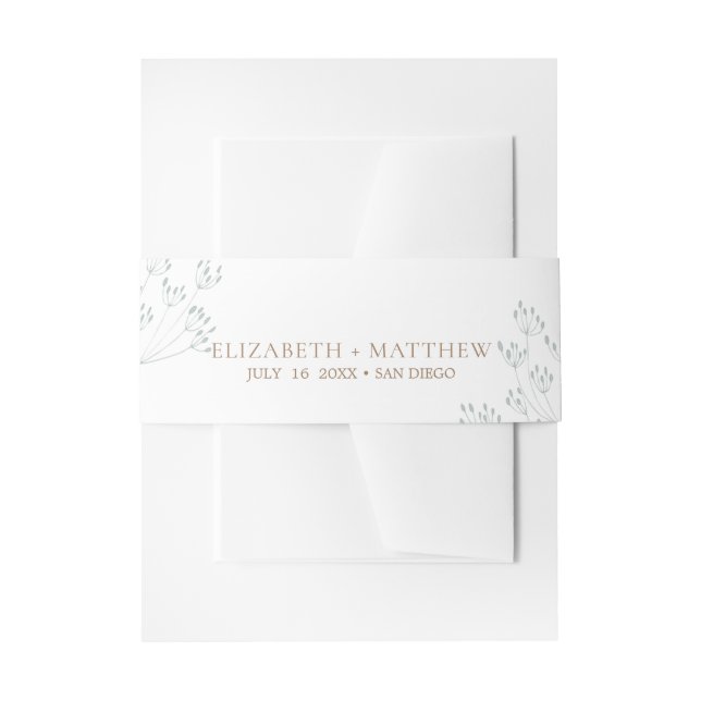 Floral Greenery Wedding Invitation Belly Band (Front Example)