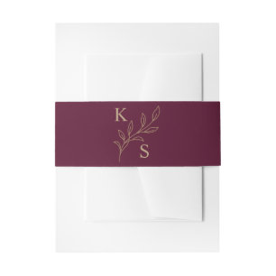 Floral Greenery Wedding Monogram Minimalist Invitation Belly Band