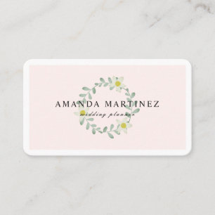 Floral Greenery Wreath Blush Pink Business Card