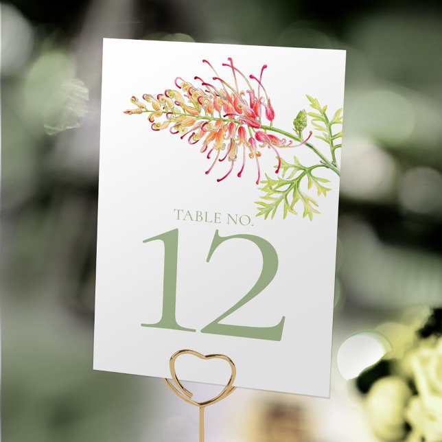 Floral Grevillea Loopy Lou art wedding Table Number (Creator Uploaded)