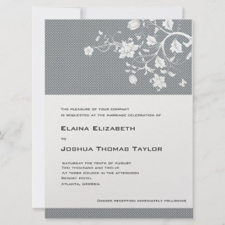 Floral Grey and White on Metallic Ice Invitation