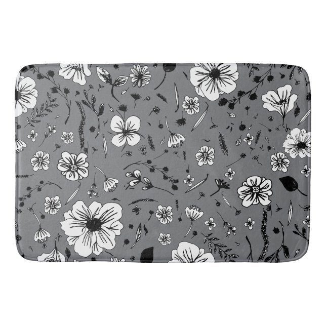 Floral Grey Bath Mat (Front)