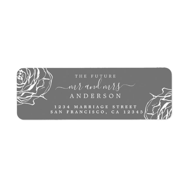 Floral Grey Future Mr Mrs Wedding Return Address (Front)