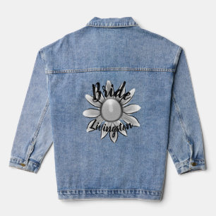 Floral Grey Grey Daisy Bride Wedding Gift Denim Jacket