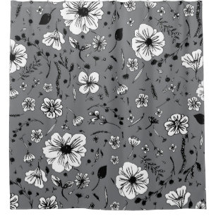 Floral Grey Shower Curtain