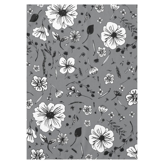 Floral Grey Tablecloth (Front)