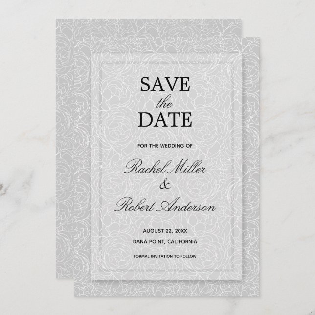 Floral Grey Wedding Save The Date (Front/Back)