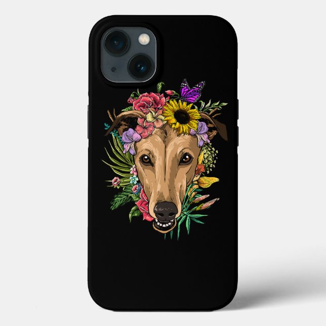 Floral Greyhound Botanical Plant Flower Animal Pet Case-Mate iPhone Case (Back)