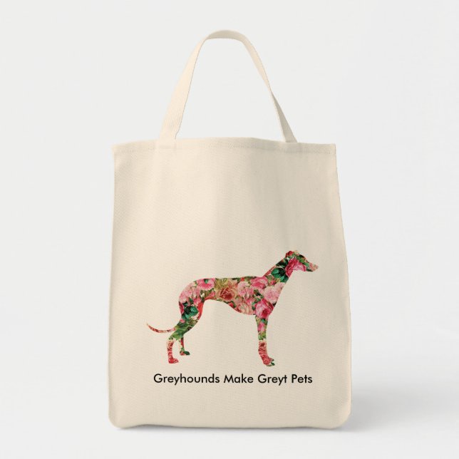 Floral Greyhound Shopping Tote Bag (Front)