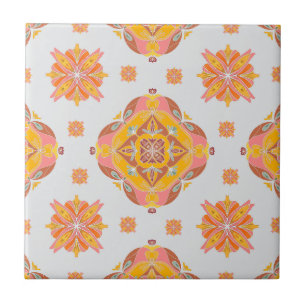 Floral Grid Ceramic Tile