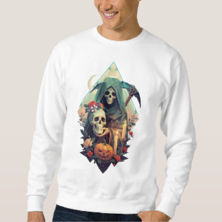 Floral Grim Reaper holding a Skull Sweatshirt