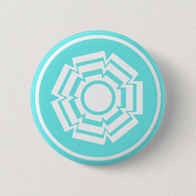 Floral Groove Button, Turquoise 6 Cm Round Badge (Front)