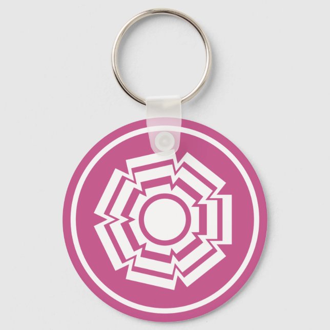 Floral Groove Keychain, Magenta Key Ring (Front)