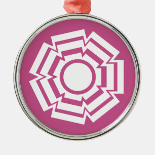 Floral Groove Premium Round Ornament, Fuchsia Metal Tree Decoration