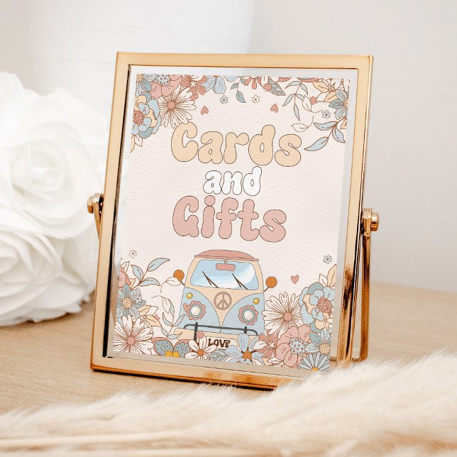 Floral Groovy Retro Hippie Shower Cards and Gifts Poster (Creator Uploaded)