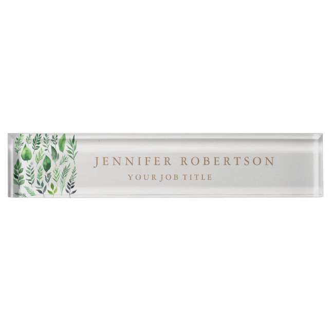Floral Grrenery Classical Personalised Customised Nameplate (Front)