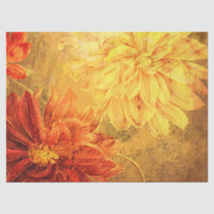 Floral Grunge Orange Decoupage  Tissue Paper