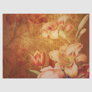 Floral Grunge Orange Lilies Decoupage  Tissue Pape Paper