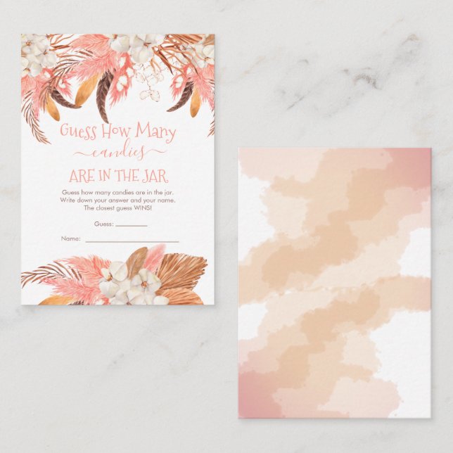 Floral Guess How Many Candies in the Jar Game Card (Front/Back)