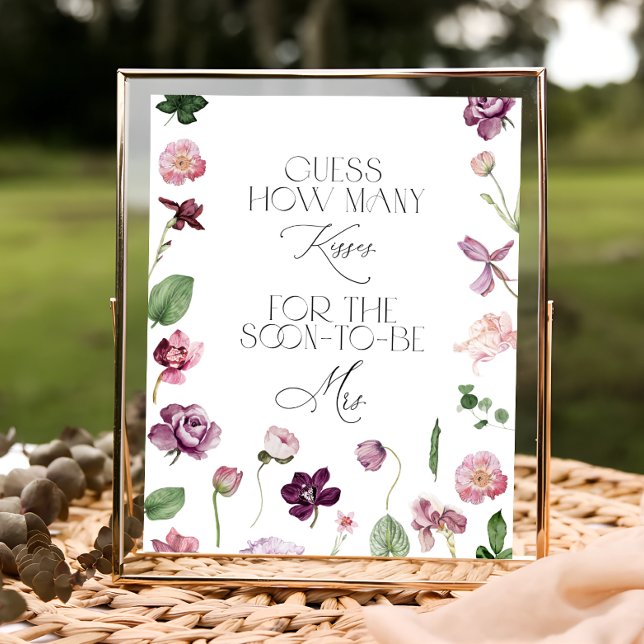 Floral Guess How Many Kisses Bridal Shower Game Poster (Creator Uploaded)