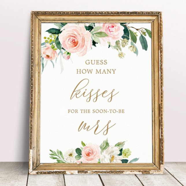 Floral Guess How Many Kisses Bridal Shower Game Poster (Creator Uploaded)