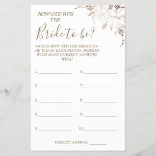 Floral Guess how old was She shower game card Flye