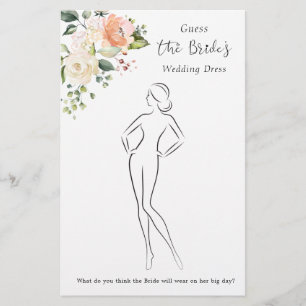 Floral Guess The Dress Bridal Shower Game  Station Stationery