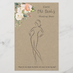 Floral Guess The Dress Bridal Shower Game Stationery