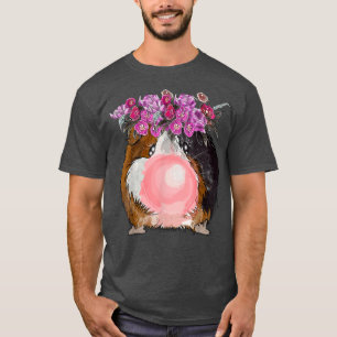 Floral Guinea Pig Bubble Gum Watercolor Guinea Pig T-Shirt