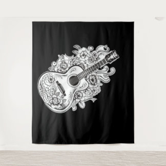 Floral Guitar Colouring Page Tapestry