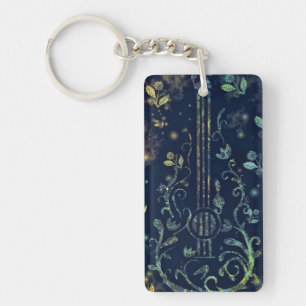 Floral Guitar Keychain