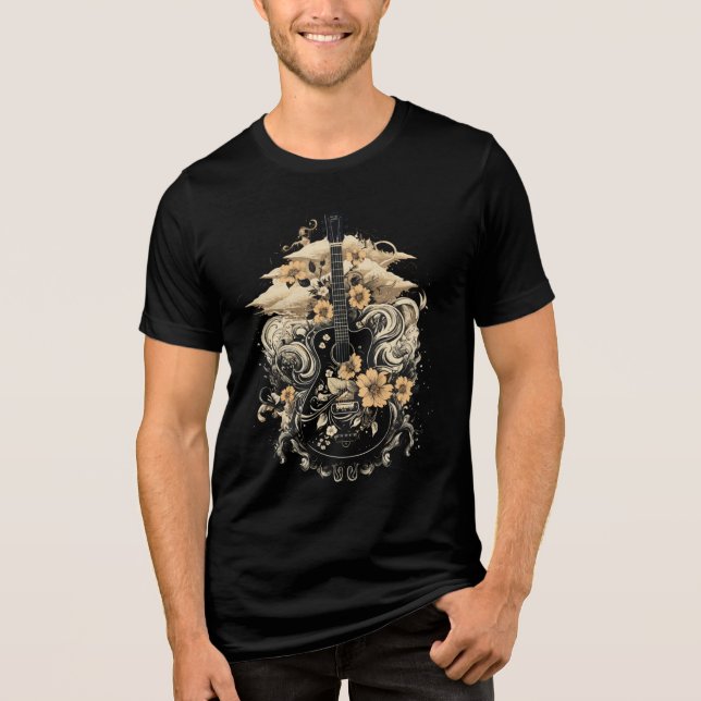 Floral Guitar  Tri-Blend Shirt (Front)