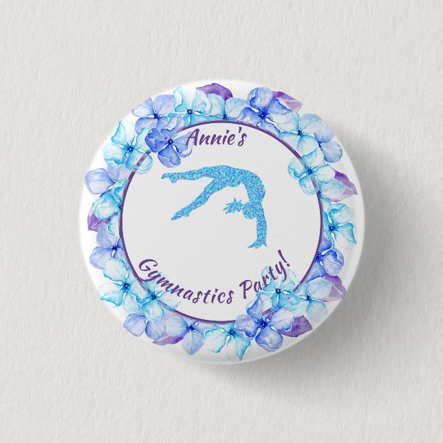 Floral Gymnastics Party Button (Front)