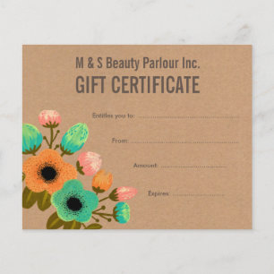 Floral Hair Beauty Salon Gift Certificate Template