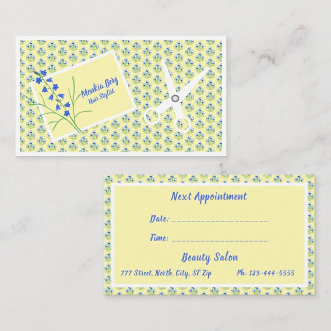 Floral Hair Stylist Appointment Card (Front/Back)
