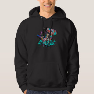 Floral Hair Stylist Cute Peace Love Barber Hair Th Hoodie