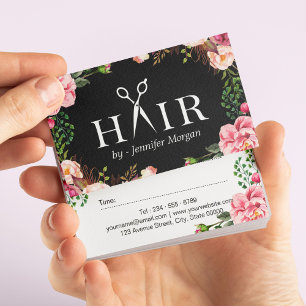 Floral Hair Stylist Logo Beauty Salon Appointment Card