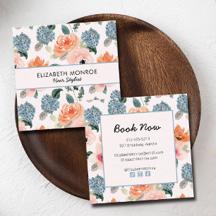 Floral Hair Stylist Makeup Salon Square Business Card