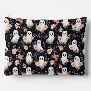 Floral Halloween Ghost Makeup Bag