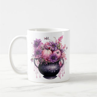 Floral Halloween Pink Pumpkin Coffee Mug