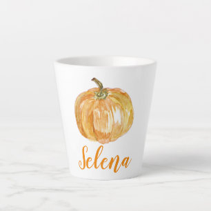 Floral Halloween Pumpkin Custom Name Fall Latte Mug